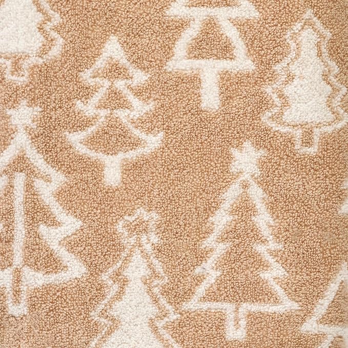SKL Home Christmas/Winter Mod Tree Bath Towel, 100% Cotton, Tan | 500 GSM weight. Soft & absorbent. Reversible jacquard pattern. Great for holiday gifting.
