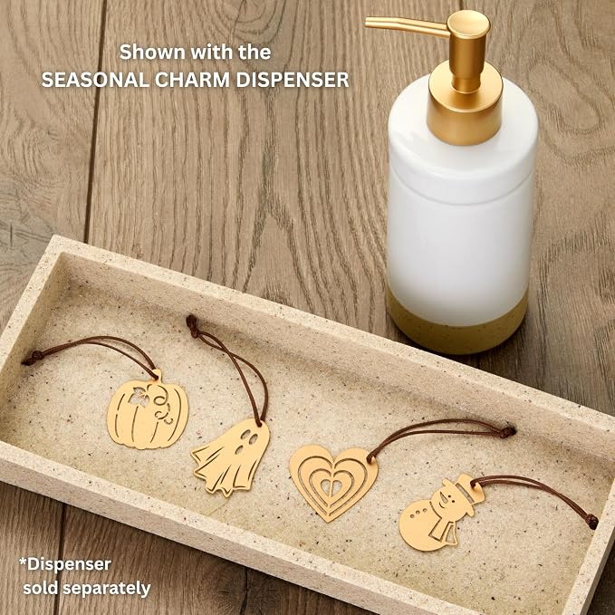 SKL Home Seasonal Charm Set, 4pcs - Snowman/Ghost/Heart/Pumpkin, Warm Gold