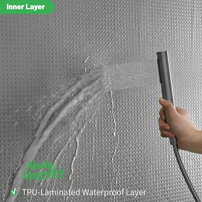 No Hook Waffle Shower Curtain, No Liner Needed Separate, 71x80 Inch, Grey | 100% waterproof TPU-laminated backing, magnetic weighted hem, machine washable, shower curtain set for bathroom or hotel use