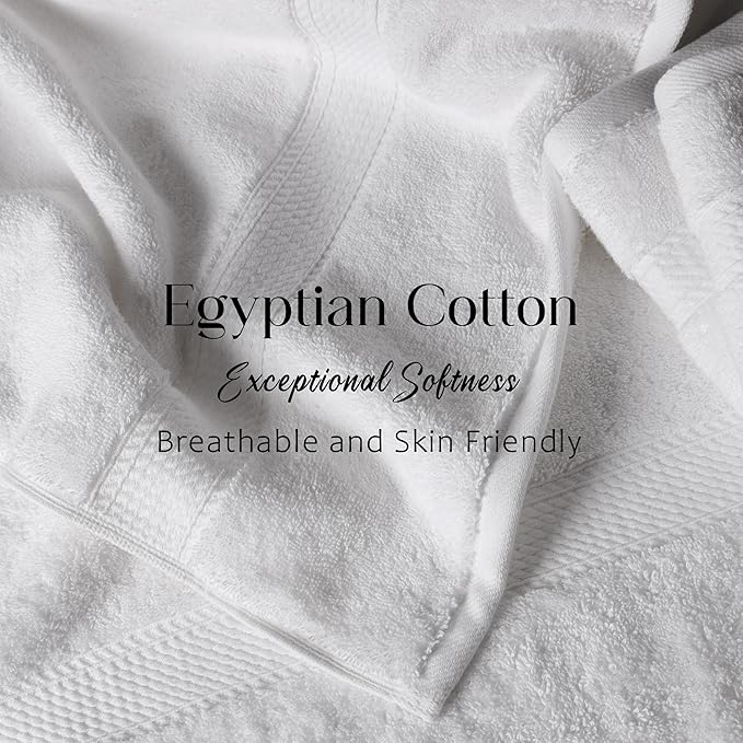 Superior Egyptian Cotton Plush & Absorbent, Bath Towel Set of 2, White | Quick Dry, Soft Luxury Towel Set, Bath Essentials for Bathroom, Guest Bath, Spa, 2 Piece Bath, Madeline Towels