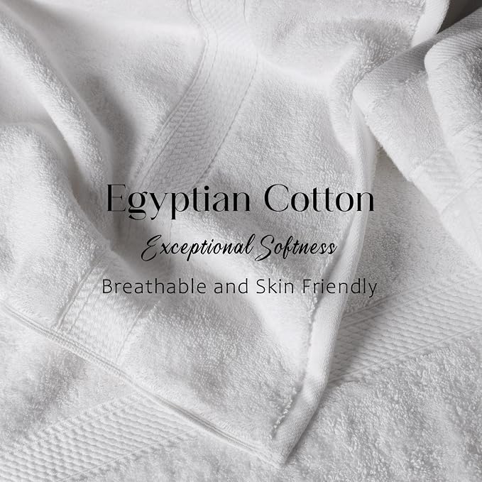 SUPERIOR Egyptian Cotton Ultra Plush & Absorbent, 6 Piece Set, White | Quick Dry, Soft Luxury Towel Set, Bath Essentials, Guest Bath, Spa, 2 Bath, 2 Hand, 2 Face Towels, Madeline Towels