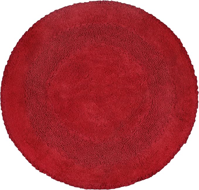 Home Weavers Radiant Collection 100% Cotton Bathroom Rugs Set, Bathroom Décor, Washable Rug, Extra Soft and Absorbent Bath Rug, Kitchen Mat, Bath Mat Set, Bath Floor Mat Non Slip, 30" Round, Red
