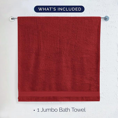 Elegant Comfort Premium Turkish Cotton 1 Piece Jumbo Bath Towel - 35 x 70 inch, Luxurious Hotel Spa Quality 100% Turkish Cotton Large Bath Towel - Highly Absorbent - Soft Bathroom Towel, Burgundy