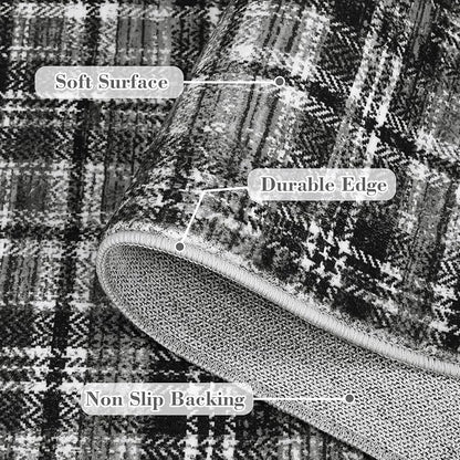 Washable Runner Rug 2x6 Modern Entryway Rug Tartan Plaid Non Slip Kitchen Rugs Hallway Runners Soft Carpet for Bathroom Stain Resistant Throw Rugs for Bedside 2'x6' Beige
