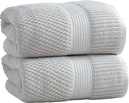 2 Pack Oversized Bath Towels 100% Cotton | Grey Towels | Oeko‑TEX Standard 100 | Soft & Absorbent, Quick‑Dry | Trinity Collection - Quiet Grey