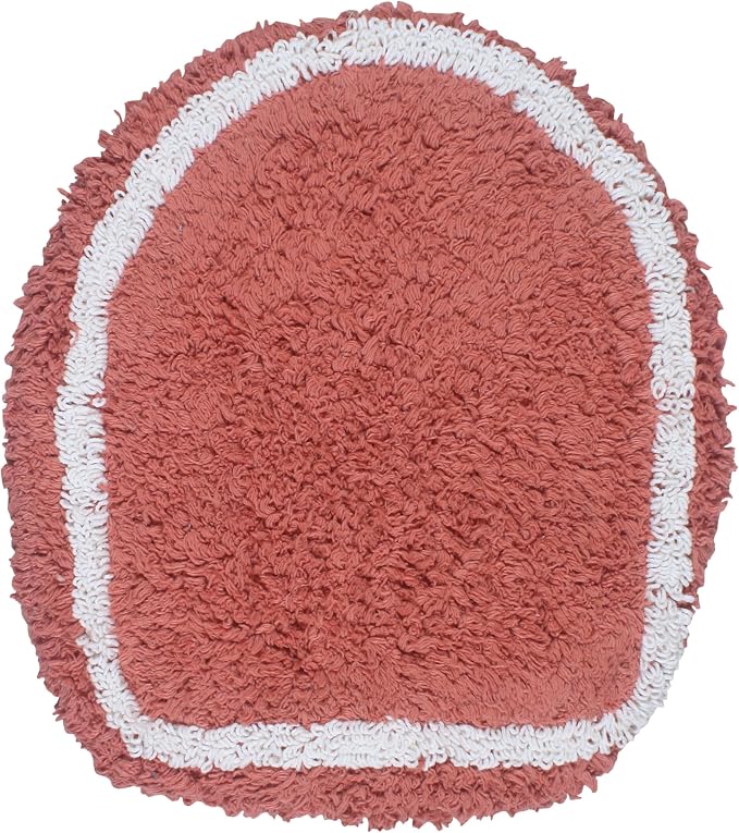 Home Weavers Allure Collection Toilet Lid Seat Cover, Elastic Edges, 100% Cotton Soft Universal Fit for Standard Oblong Round Elongated Bath Room Bowl Lids, Washable, 18"x18" Toilet Lid Cover, Coral