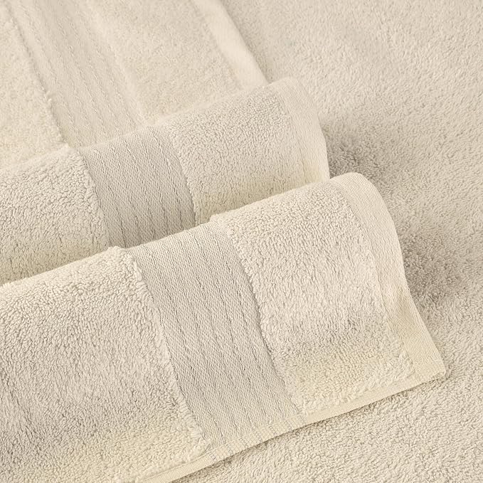 Elegant Comfort Premium Turkish Cotton 4 Pack Hand Towel Set - 16 x 28 inch, Luxurious Hotel Spa Quality 100% Turkish Cotton 4PC Hand Towel Set - Highly Absorbent - Soft Bathroom Towels, Ivory