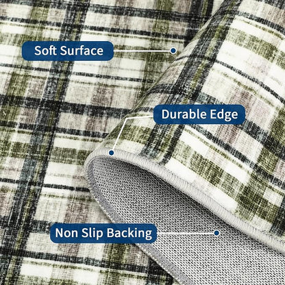 Modern Runner Rug 2x6 Non-Slip Washable Kitchen Runners, Low Pile Non-Shedding Floor Carpet, Stain Resistant Long Accent Rug for Kids Room, Bedroom Laundry Bathroom Foyer