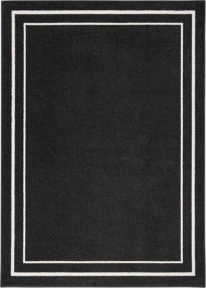 Nourison Home Nourison Essentials Black Ivory 5' x 7' Area Rug - Easy Clean, Non Shedding, Bed Room, Living Room, Dining Room, Kitchen (5' x 7')