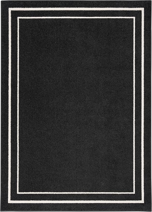 Nourison Home Nourison Essentials Black Ivory 4' x 6' Area Rug - Easy Clean, Non Shedding, Bed Room, Living Room, Dining Room, Kitchen (4' x 6')
