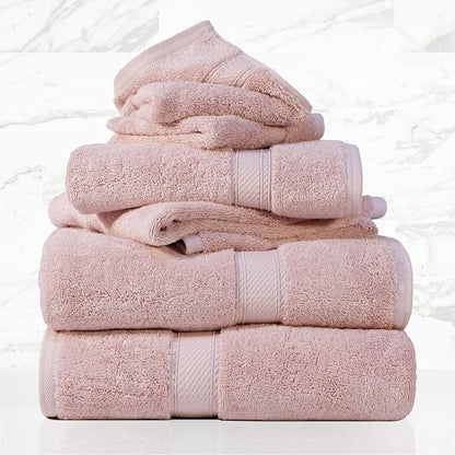 SUPERIOR Egyptian Cotton Ultra Plush & Absorbent, 6 Piece Set, Tea Rose | Quick Dry, Soft Luxury Towel Set, Bath Essentials, Guest Bath, Spa, 2 Bath, 2 Hand, 2 Face Towels, Madeline Towels