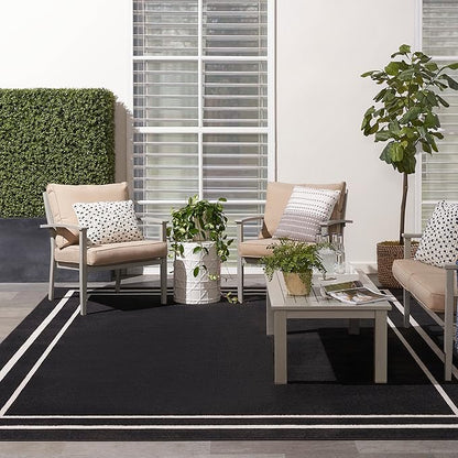 Nourison Home Nourison Essentials Black Ivory 7' x 10' Area Rug - Easy Clean, Non Shedding, Bed Room, Living Room, Dining Room, Kitchen (7' x 10')