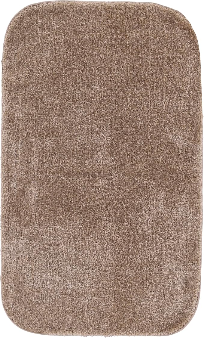 Garland Rug Traditional 24 in. x 40 in. Plush Nylon Washable Bath Rug Taupe