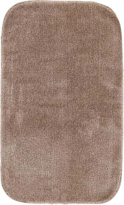 Garland Rug Traditional 24 in. x 40 in. Plush Nylon Washable Bath Rug Taupe