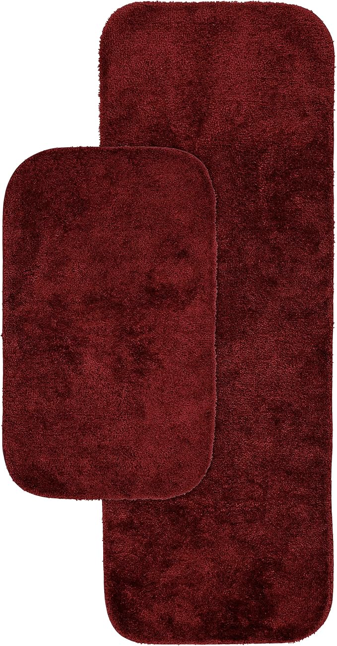 Garland Rug Traditional Nylon Washable Chili Pepper Red 2 Bath Rugs (21" X 34", 22" X 60") - Soft, Absorbent, and Stylish for Your Bathroom