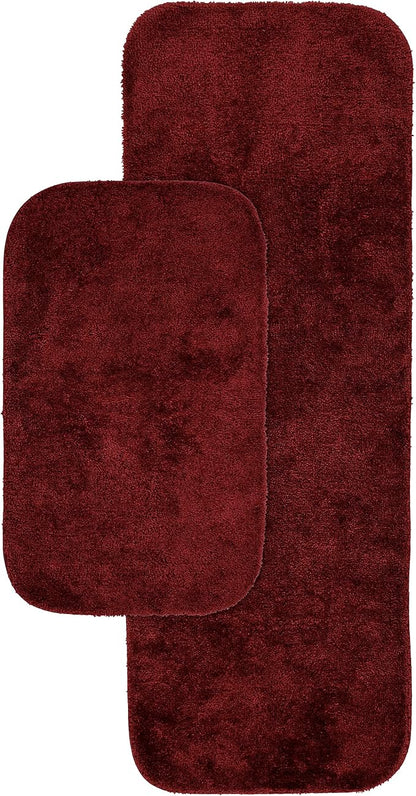 Garland Rug Traditional Nylon Washable Chili Pepper Red 2 Bath Rugs (21" X 34", 22" X 60") - Soft, Absorbent, and Stylish for Your Bathroom