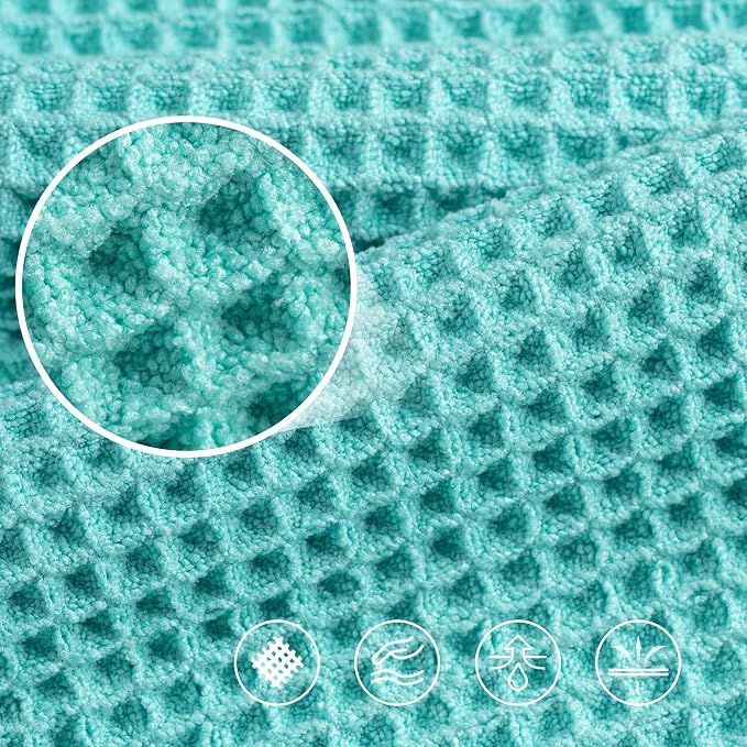 POLYTE 430 GSM Poly Blend Microfiber Quick Dry Waffle Bath Towel, 30x60 in | 4 Pack, Oversize, Lint Free, Body Towel