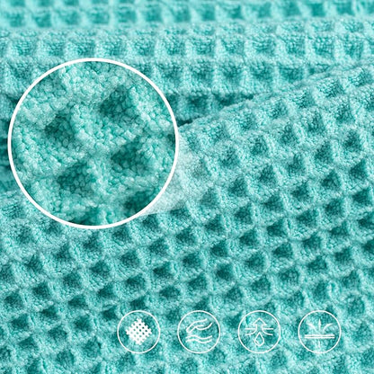 POLYTE 430 GSM Poly Blend Microfiber Quick Dry Waffle Bath Towel, 30x60 in | 4 Pack, Oversize, Lint Free, Body Towel