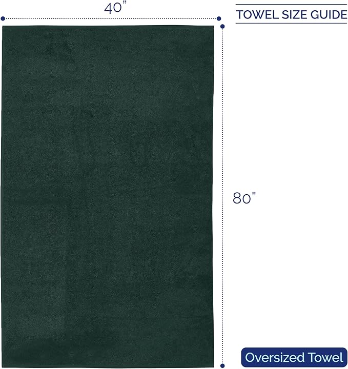 Elegant Comfort Premium Super Soft Highly Absorbent 1 Piece Oversized Bath Sheets - 40" x 80" inch, Luxurious Hotel Spa Quality 100% Turkish Cotton Extra Large Bath Towels for Adults, Hunter Green