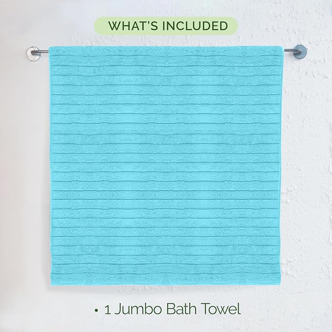 Elegant Comfort 100% Turkish Cotton Corduroy Ribbed Luxury Jumbo Bath Towel Ultra Soft - 35 x 70 Inch - Luxury Spa Premium Hotel Quality Highly Absorbent and Quick Dry Large Bath Towel, Aqua