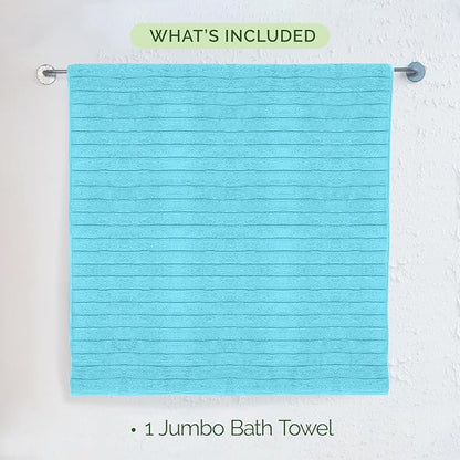 Elegant Comfort 100% Turkish Cotton Corduroy Ribbed Luxury Jumbo Bath Towel Ultra Soft - 35 x 70 Inch - Luxury Spa Premium Hotel Quality Highly Absorbent and Quick Dry Large Bath Towel, Aqua