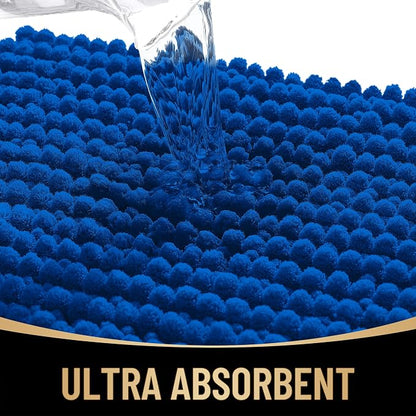 OLANLY Thick Chenille Small Bathroom Rugs Mats 24x16, Royal Blue | Soft Absorbent Bath Rugs, Rubber Backing, Machine Wash Dry, Bath Mats for Bathroom, Tub and Shower, Home Decor Accessories