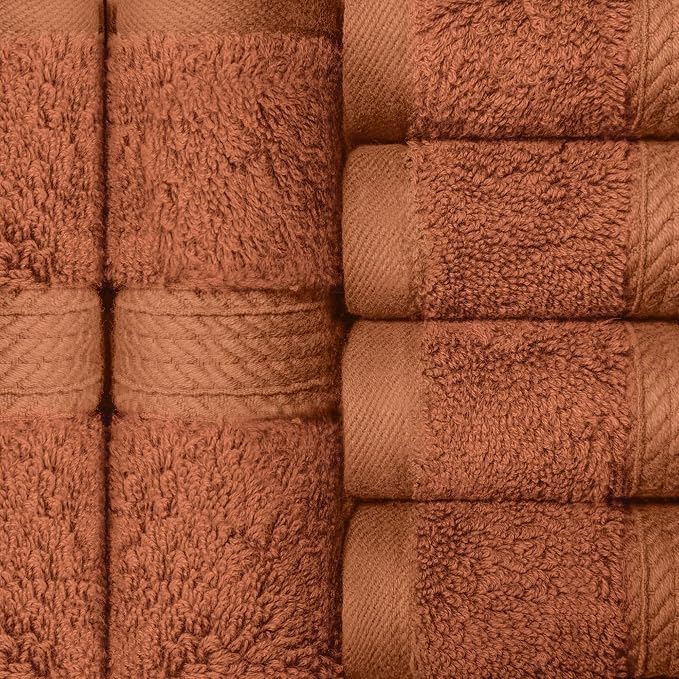 Superior Egyptian Cotton Plush & Absorbent, Face Towel Set of 6, Rust | Quick Dry, Soft Luxury Towel Set, Bath Essentials for Bathroom, Guest Bath, Spa, 2 Piece Face, Madeline Towels