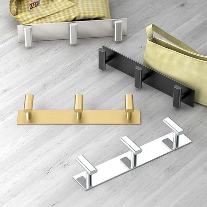Gatco 1287B Elevate 3 Hook Triple Robe Hook, Wall Mounted Hook for Bathroom Towels & Robes, 11 Inch W, Brushed Brass