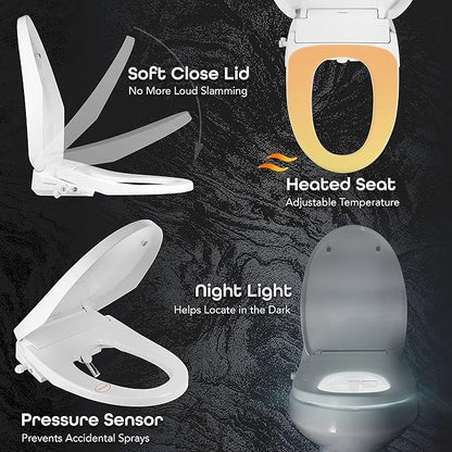 BidetMate 3000 Series Electric Toilet Seat Bidet with Unlimited Heated Water, Remote, and Adjustable Warm Air Dryer - Adjustable and Self-Cleaning - Fits Elongated Toilets