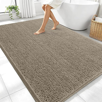 OLANLY Large Bathroom Rugs 70x46, Extra Soft Absorbent Chenille Bath Rugs | Warm Taupe, Quick-Drying Rubber Backing, Machine Washable Bath Mat for Bathroom Floor, Tub and Shower, Home Decor Accessories