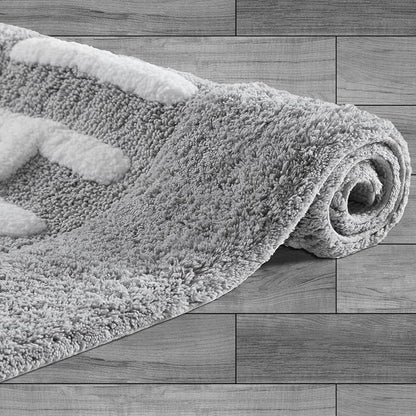 Creative Home Ideas Cotton 2-Piece Bath Rug Set - Soft Cotton Bath Mat - Bathroom Decor - Water Absorbent and Machine Washable - Measures 20"x32" - "His & Hers" - Lakeside Grey