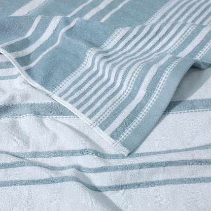 Martex Restore Batten Stripe Bath Towel – Soft, Absorbent, Moisture-Wicking and Quick to Dry – Lightweight for Everyday Use – Comfortable Feel with Convenient Loop for Hanging – 30" x 56" – Mineral