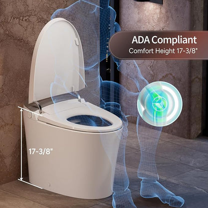CANEST FC-001 Smart Bidet Toilet, Auto Open Close, 17" ADA Height, ECO Mode | Toilet with Bidet Built in, 1000g MaP Dual Flush, Instant Warm Water, Elongated Heated Seat, Night Light, Deodorization