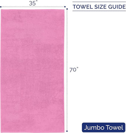 Elegant Comfort Premium Turkish Cotton 1 Piece Jumbo Bath Towel - 35 x 70 inch, Luxurious Hotel Spa Quality 100% Turkish Cotton Large Bath Towel - Highly Absorbent - Soft Bathroom Towel, Light Pink