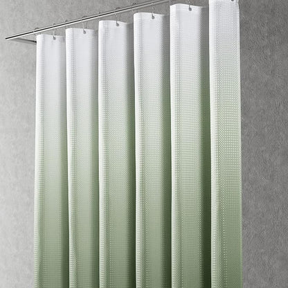 Shower Curtain 72 inches Long 6FT for Bathroom 1 Panel Sage Green | Ombre Waffle, Shower Curtains with Hook, Water Repellent, Boho Farmhouse, Simple Modern Bath Decor, 72x72