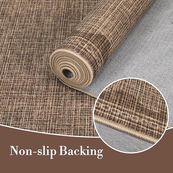 Garvee Entryway Rug 3x5 Washable Bordered Modern Rug Low Pile Coffee | Stain-Resistant Foldable Ultra Soft Non Slip Lightweight Rugs Indoor Non-Shedding Mat for Kitchen Bedroom Nursery Entrance