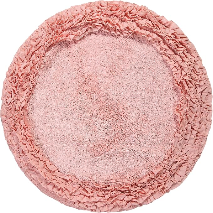 Better Trends Premium Bathroom 30” Round Mat 100% Cotton, Water Absorbent Non-Slip Backing, Machine Washable for Bathroom, Tub, and Shower Use, Pink Shaggy Border Collection