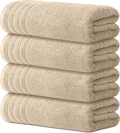 Avalon Towels Bath Towels Set of 4, Size 30 x 60 Inches - 60% Cotton, 40% Viscose Made from Bamboo, Soft and Absorbent, Thin and Quick Drying, Lightweight, Perfect for Daily Use
