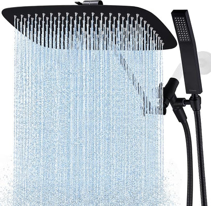 G-Promise All Metal 16" Rain Shower Head with Handheld for Bathroom Upgrade | All Metal, Built to Last, Easy Install, Adjustable Height & Angle for All Heights, Extra Long Hose, Modern Upgrade