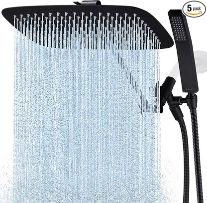G-Promise All Metal 16" Rain Shower Head with Handheld for Bathroom Upgrade | All Metal, Built to Last, Easy Install, Adjustable Height & Angle for All Heights, Extra Long Hose, Modern Upgrade