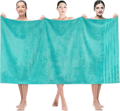 American Soft Linen 35x70 Jumbo Large Bath Towel, 600 GSM 100% Cotton Turkish Bath Sheet, Oversized Luxury Bath Towel for Bathroom Beach and Pool, Turquoise