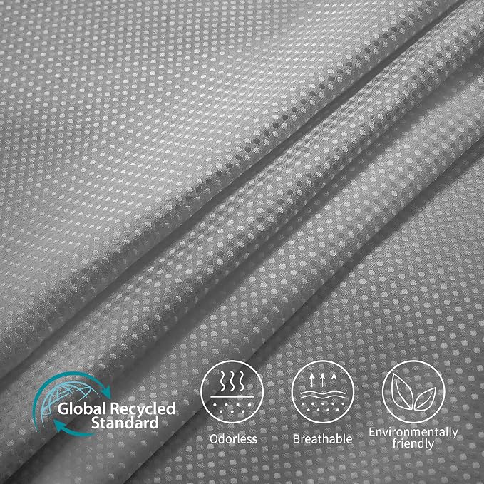 Siiluminisoy Shower Curtain and Liner Set, Waffle Shower Curtain Set with 12 Stainless Steel Hooks, Waterproof Luxury Fabric Shower Curtains for Bathroom and Hotel, Grey, 72" W x 84" H