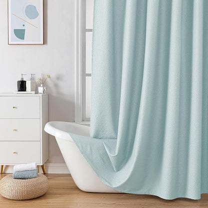 Small Stall Shower Curtain - Embossed Textured Bathroom Curtain, 36 x 72 Shower Curtain for RV Camper, Machine Washable Water Resistance, Light Green