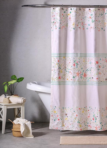 Maison d' Hermine Shower Curtain 100% Cotton One Panel 70"x72" Washable Fabric Shower Curtains for Bathroom, Easy Hanging with 12 Button Holes - Home Hotel Spa Easter Gifts (Colmar)