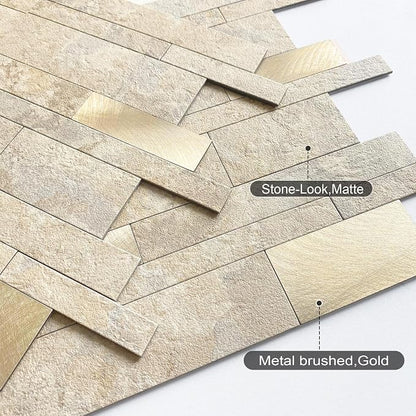 VAOVI Peel and Stick Tile Stone Backsplash for Kitchen Wall(10pcs,Beige)