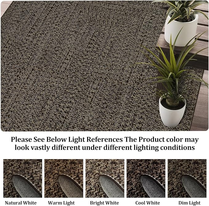 Printed Washable Rugs 10x13 Area Rug for Living Room Modern Bedroom Rug Print Braided Soft Large Area Rug Non Slip Throw Rugs Stain Resistant Carpet for Nursery Dining Room 10'x13' Black/Brown