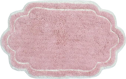 Home Weavers Allure Collection 100% Cotton Tufted Bathroom Rug, Soft and Absorbent Bath Rugs, Non-Slip Bath Carpet, Machine Wash Dry Bath Mats for Bathroom Floor, 24"x40" Bath Rug, Pink