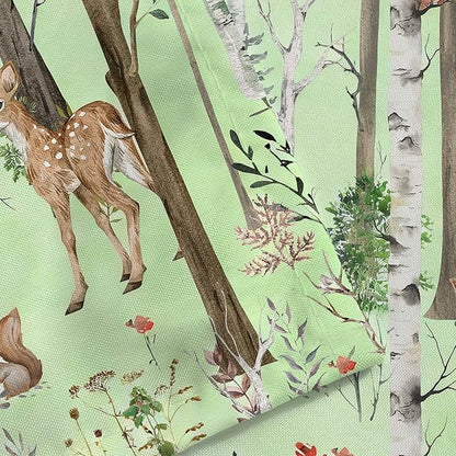 JAWO Rustic Forest Shower Curtains, Lodge Cabin Woodsy RV Shower Curtain, Wildlife Animals Woodland Campers Camping Bathroom Set with Hooks, 60X70 Inch, Moss Green