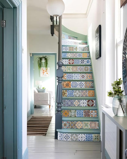 FLFK Peel and Stick Tile Stickers - 13 Waterproof Decals, Each with 6 Patterns, Each 7.08" W x 39.3" L, Perfect for Kitchen, Bathroom, Stairs, and Cupboards