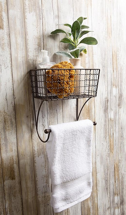 DII Rustic Farmhouse Bathroom Décor, Metal Storage, Small Towel Bar, Gray